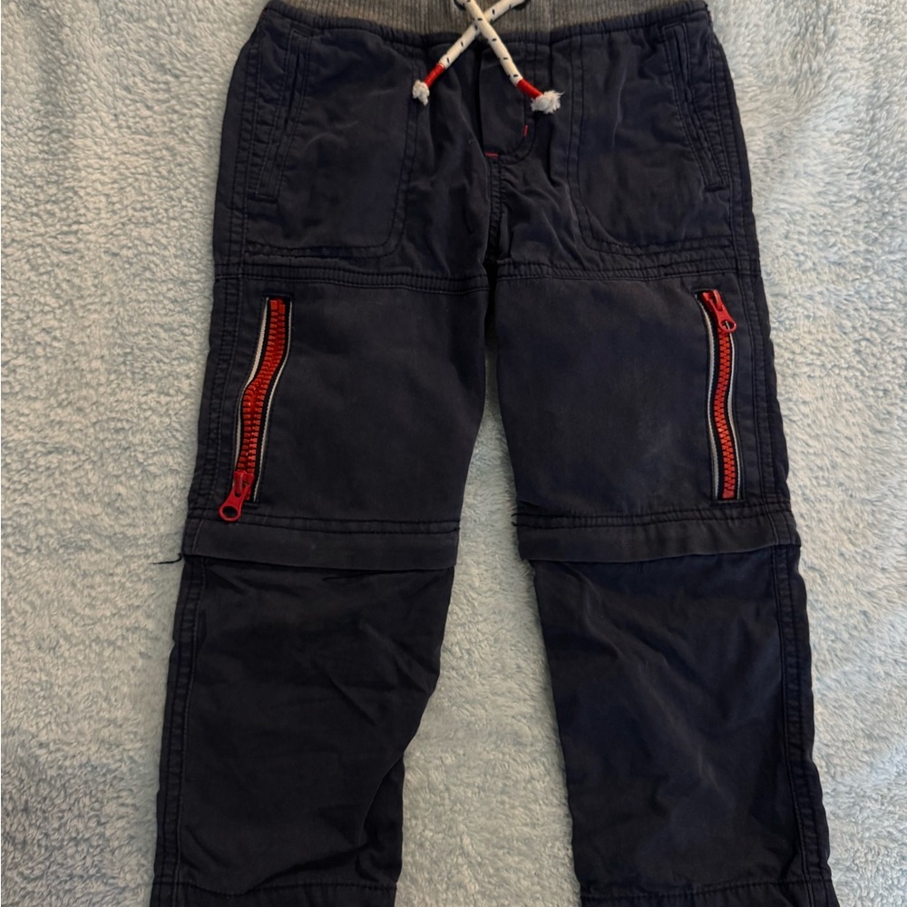 Kids Navy Zip-Off Converter Cargo Pants with Red Accents